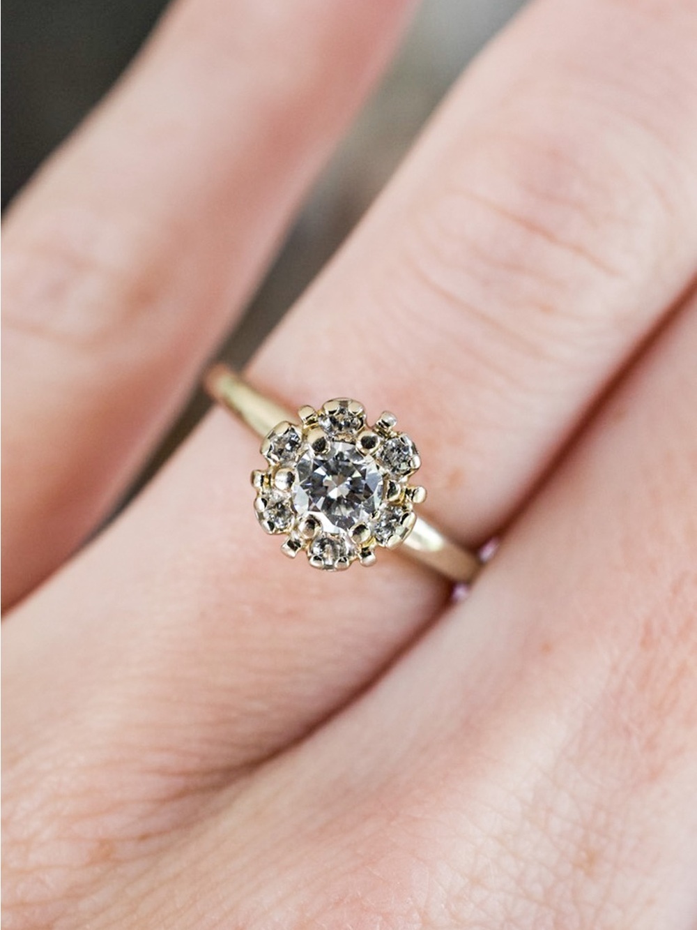 Round Cluster Blue Ridge Diamond Ring in 14K White Gold
